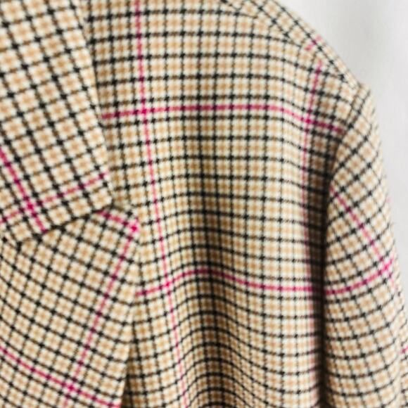 Ann Taylor Houndstooth Overcoat Jacket Cream Black Pink XXL Preppy Academia NWOT - Picture 4 of 12
